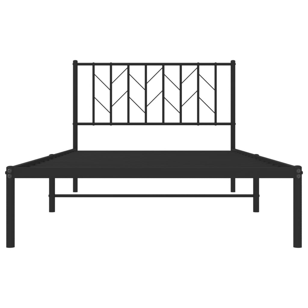 Cadre de lit métal sans matelas avec tête de lit noir 107x203cm - Xios Store SNC