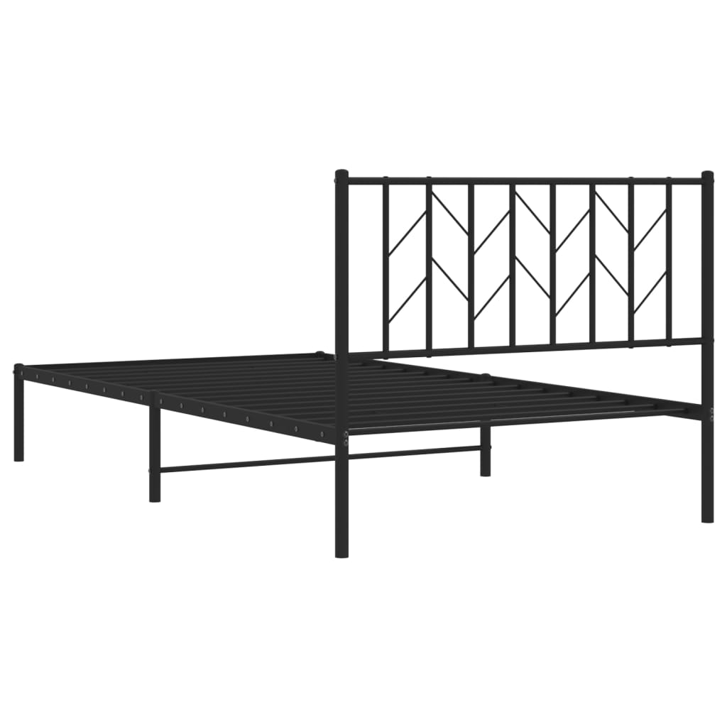 Cadre de lit métal sans matelas avec tête de lit noir 107x203cm - Xios Store SNC