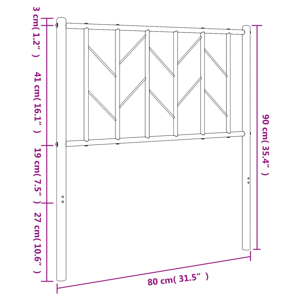 Tête de lit métal noir 75 cm Têtes et pieds de lit vidaXL   