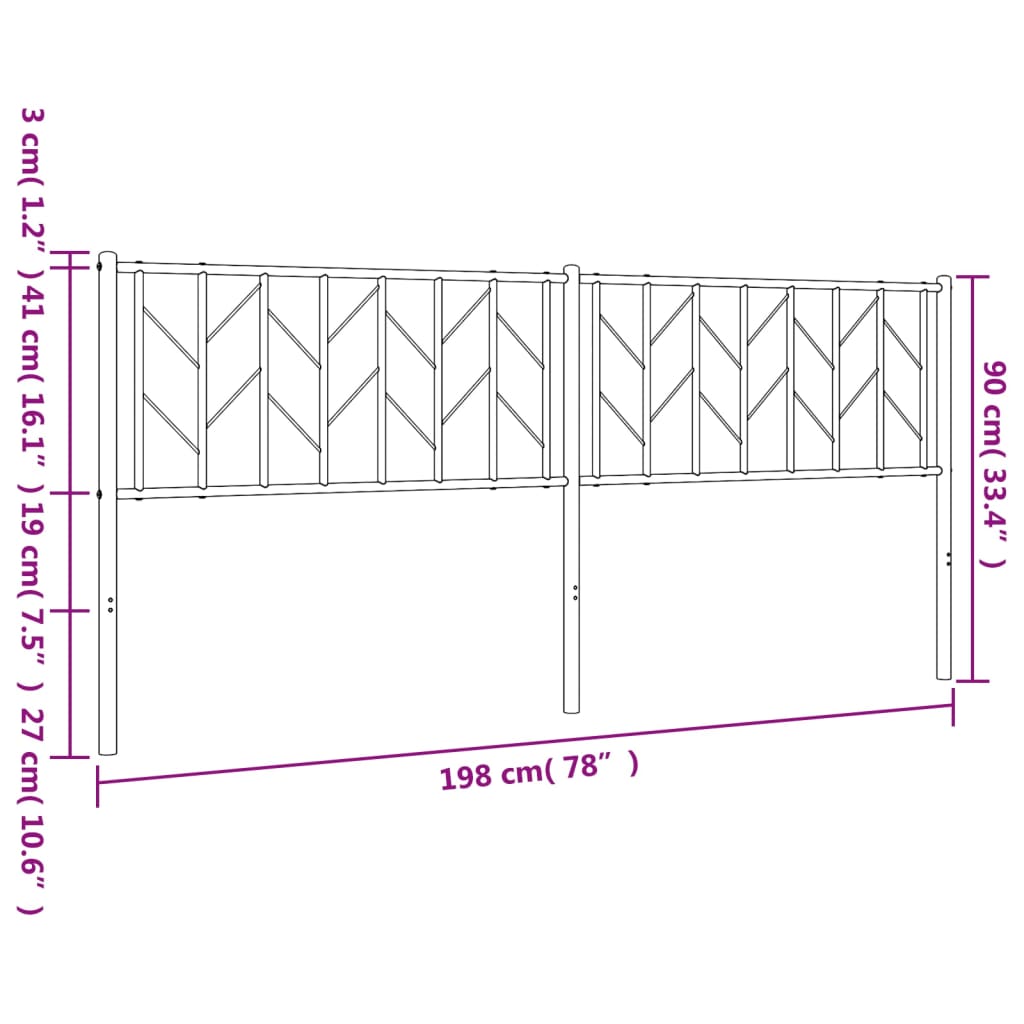 Tête de lit métal noir 193 cm Têtes et pieds de lit vidaXL   