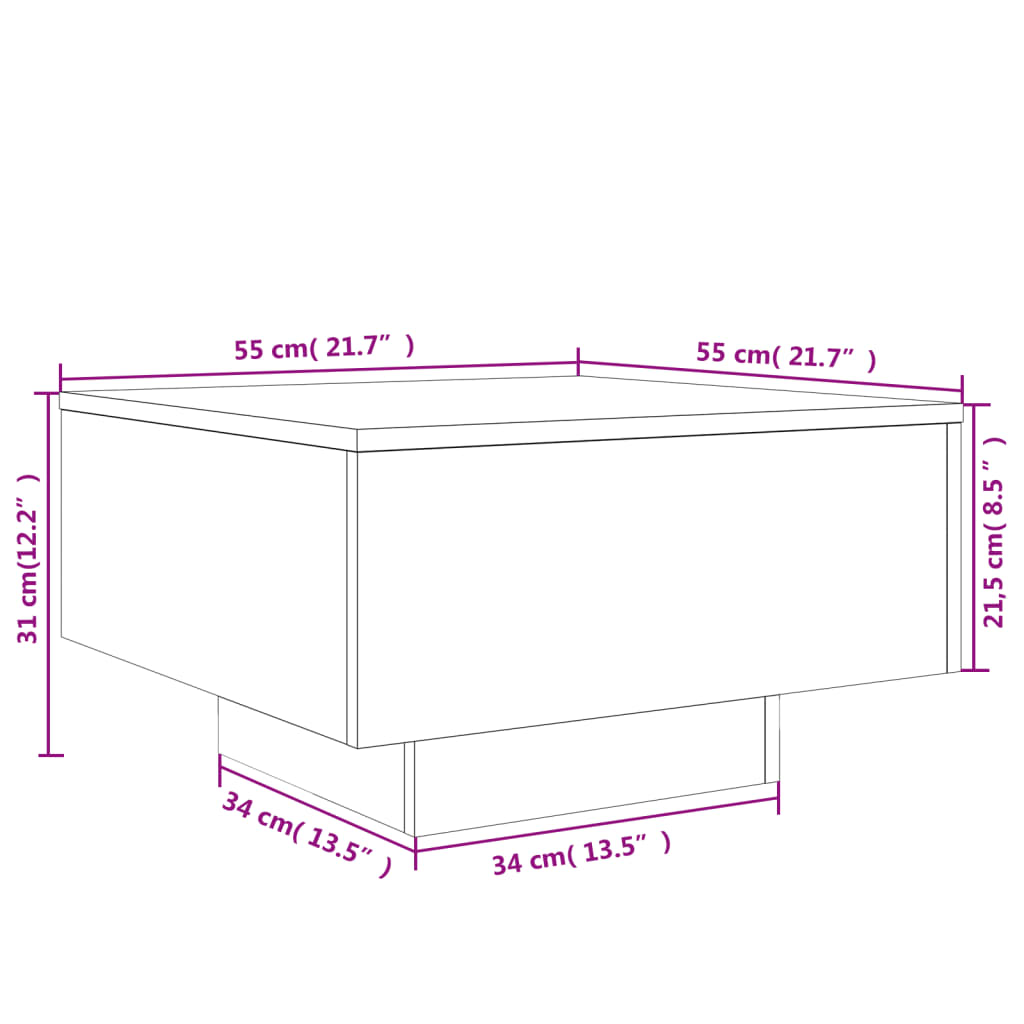 Table basse sonoma gris 55x55x31 cm bois d'ingénierie Tables basses vidaXL   