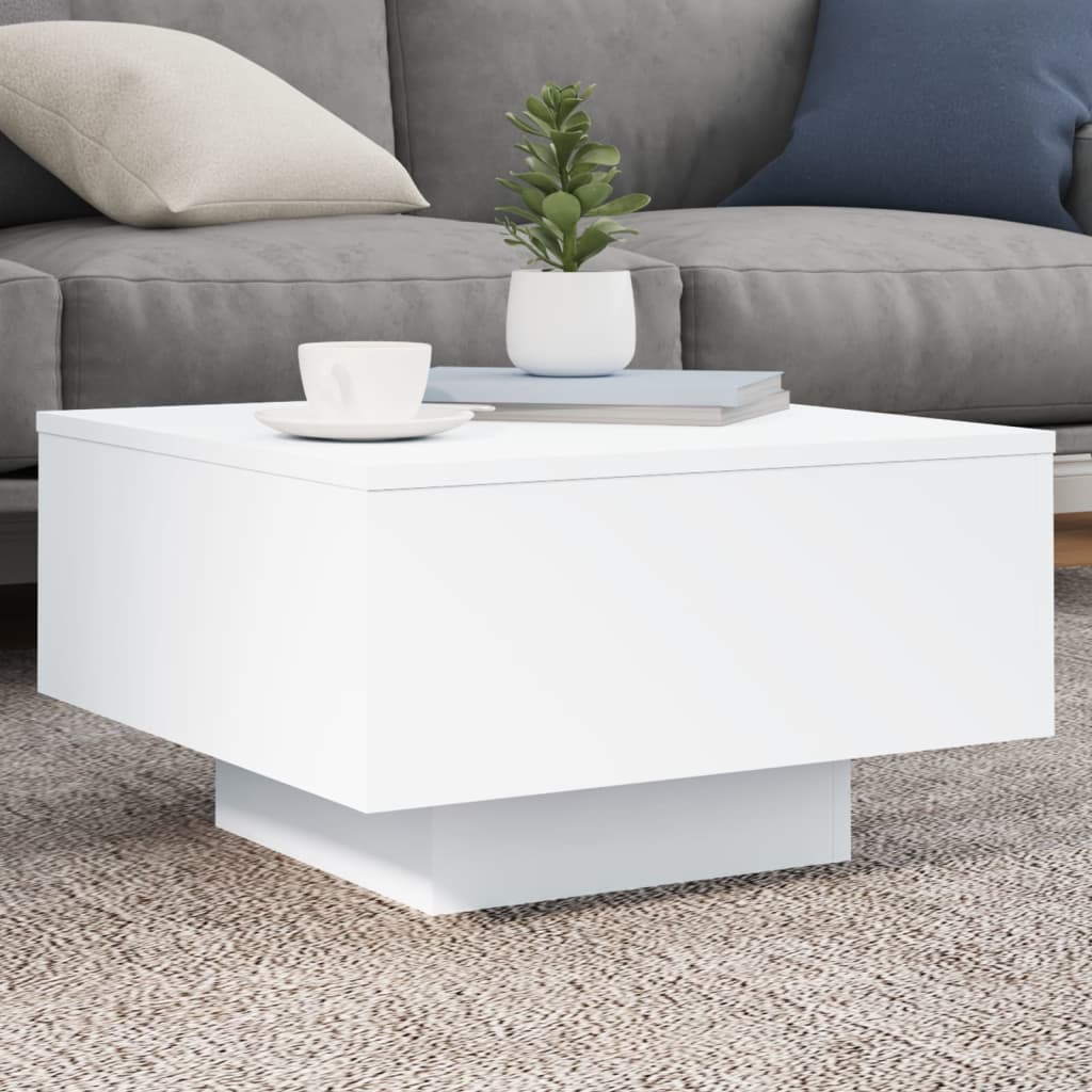 Table basse avec lumières LED blanc 55x55x31 cm Tables basses vidaXL   