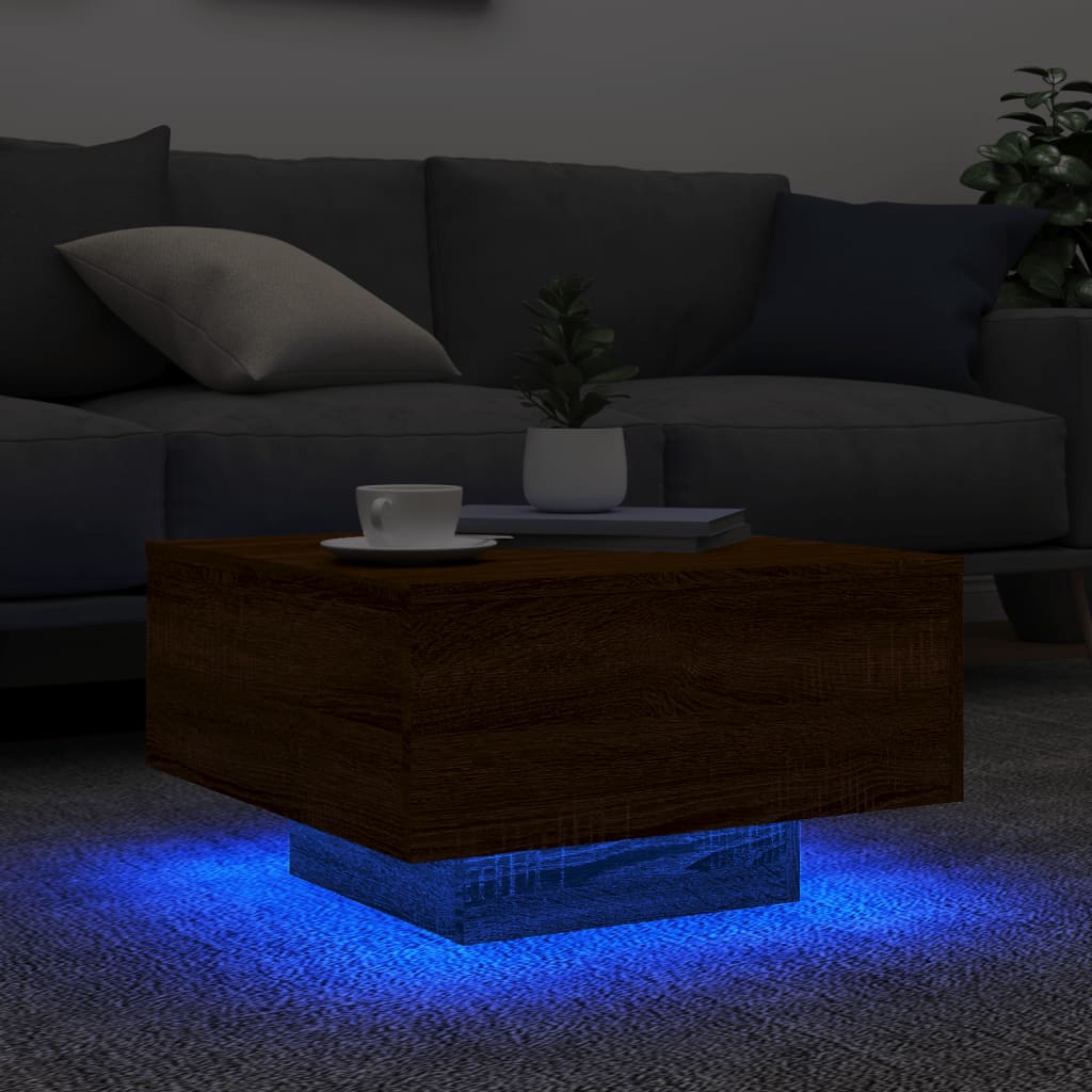 Table basse avec lumières LED chêne marron 55x55x31 cm Tables basses vidaXL   