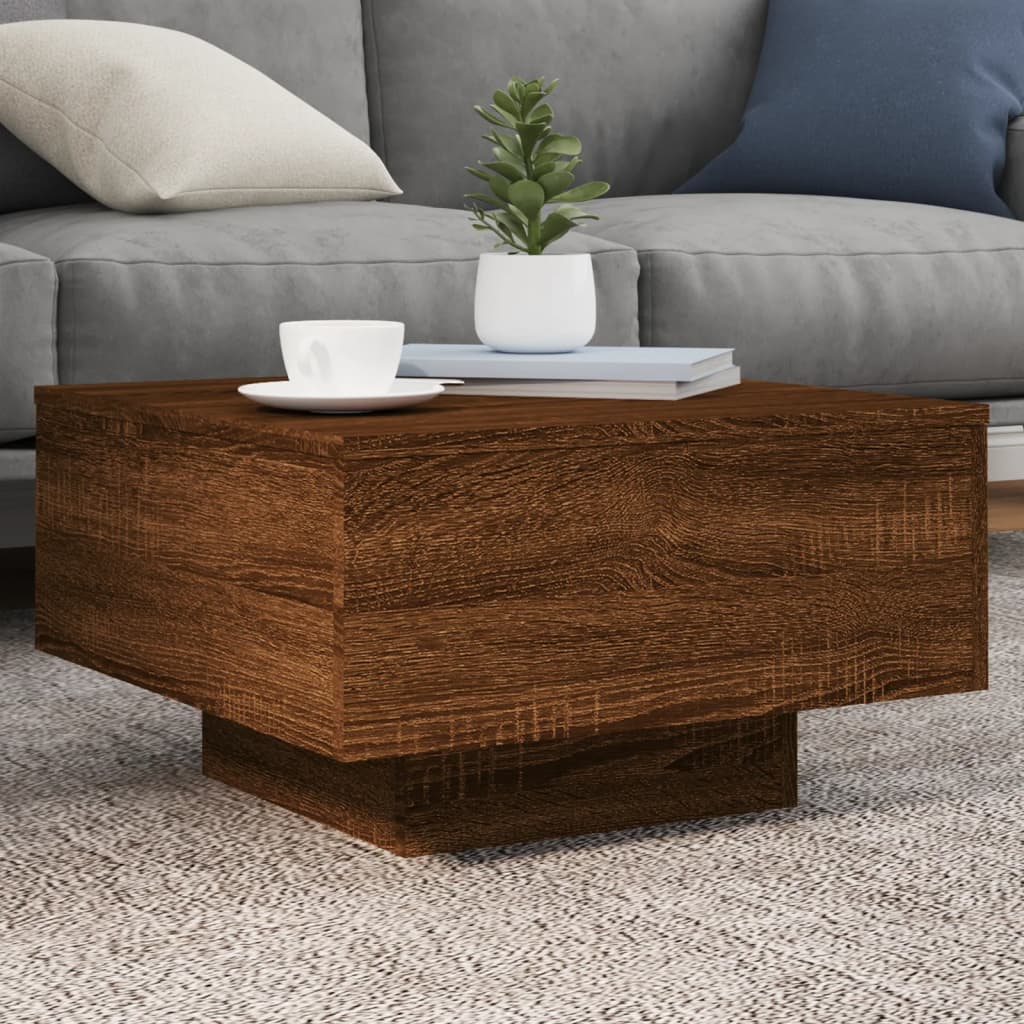 Table basse avec lumières LED chêne marron 55x55x31 cm Tables basses vidaXL   