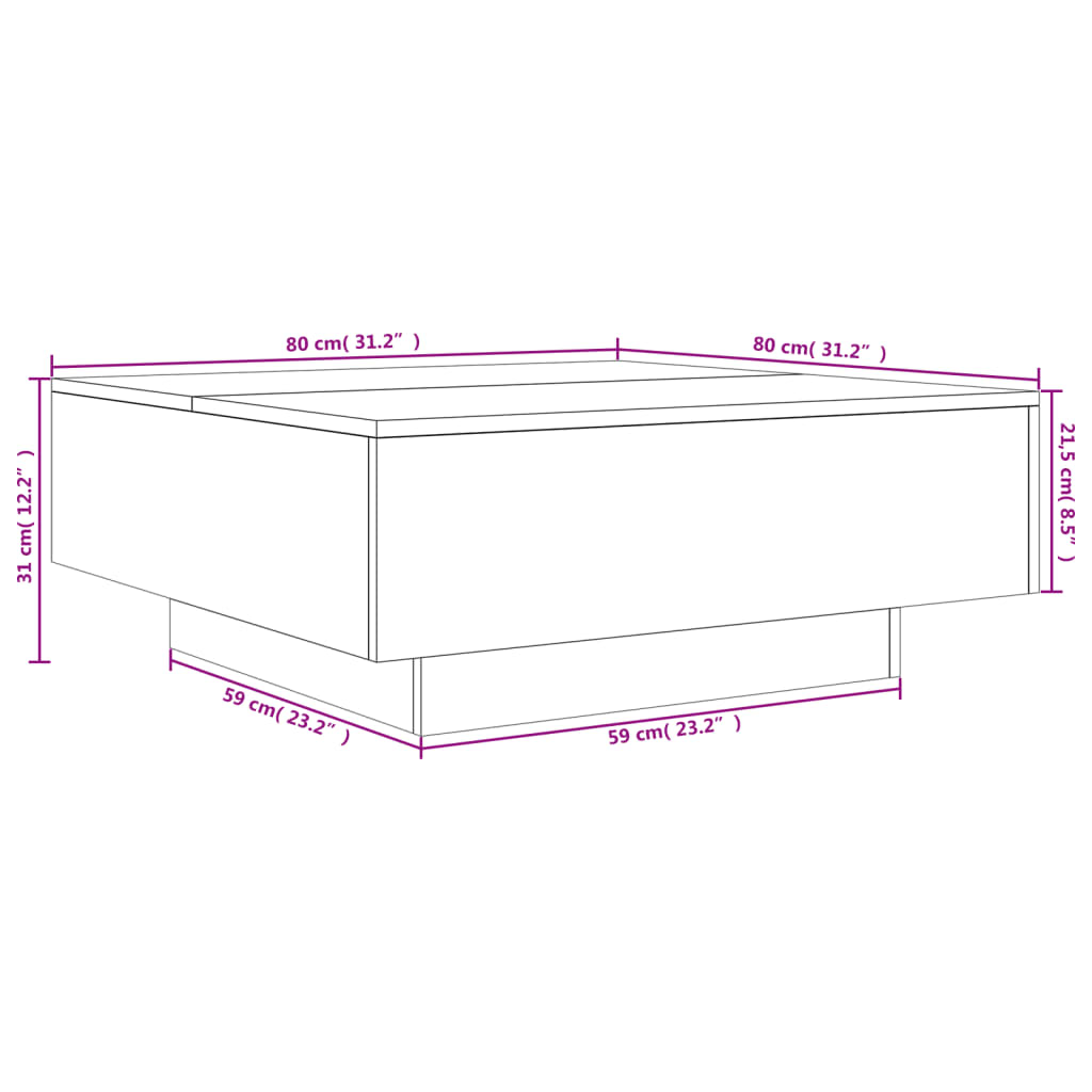 Table basse noir 80x80x31 cm bois d'ingénierie Tables basses vidaXL   