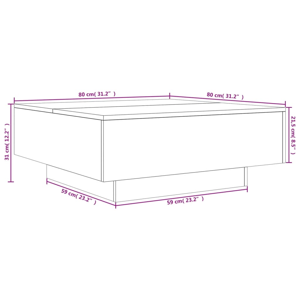 Table basse chêne sonoma 80x80x31 cm bois d'ingénierie Tables basses vidaXL   