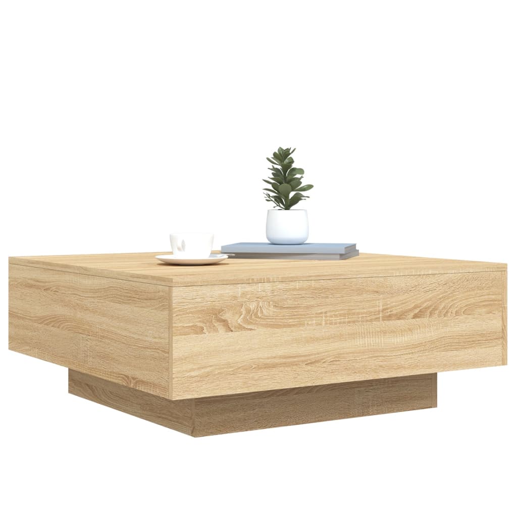 Table basse avec lumières LED chêne sonoma 80x80x31 cm Tables basses vidaXL   