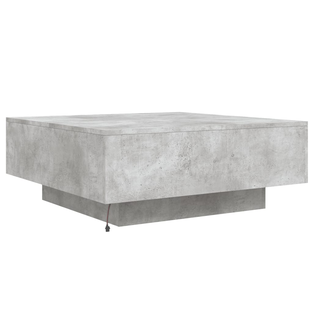 Table basse avec lumières LED gris béton 80x80x31 cm Tables basses vidaXL