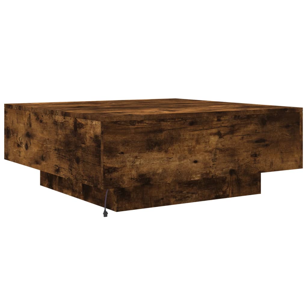 Table basse avec lumières LED chêne fumé 80x80x31 cm Tables basses vidaXL   