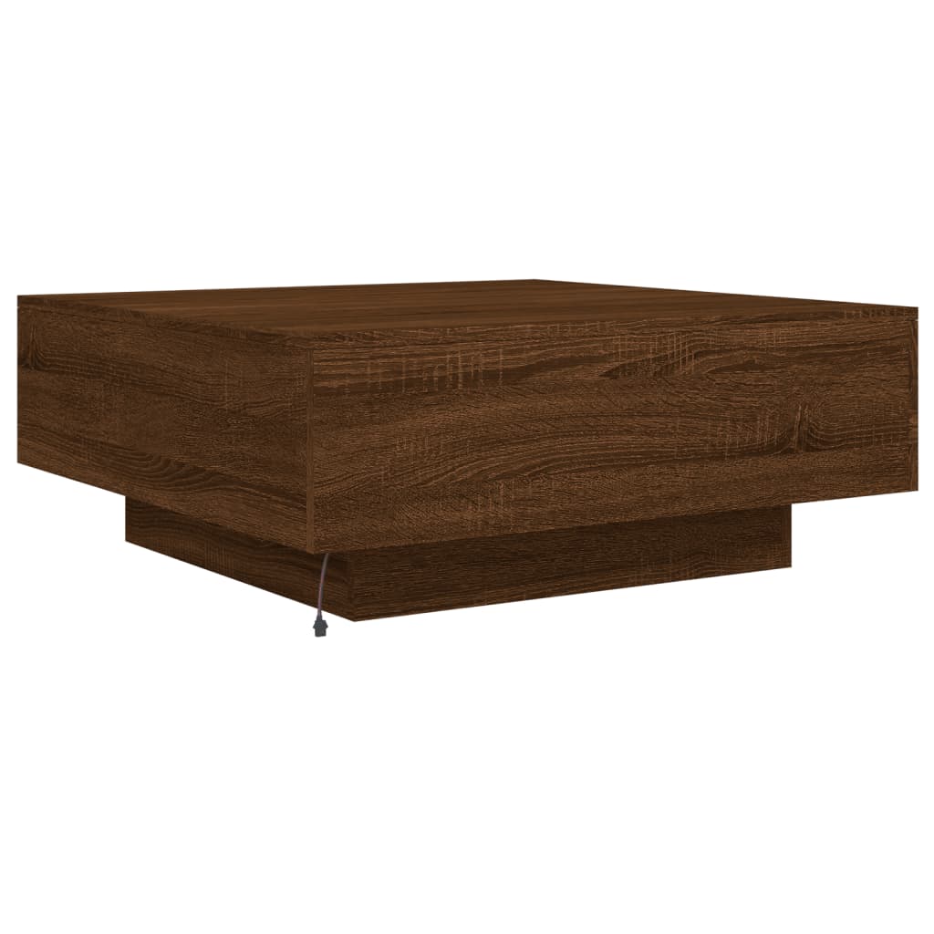 Table basse avec lumières LED chêne marron 80x80x31 cm Tables basses vidaXL   