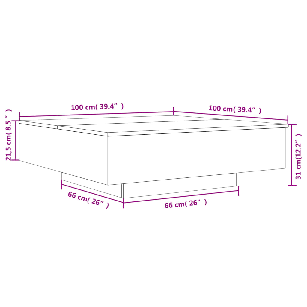 Table basse noir 100x100x31 cm bois d'ingénierie Tables basses vidaXL   