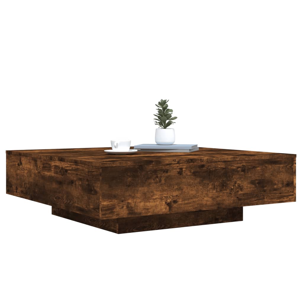 Table basse avec lumières LED chêne fumé 100x100x31 cm Tables basses vidaXL   