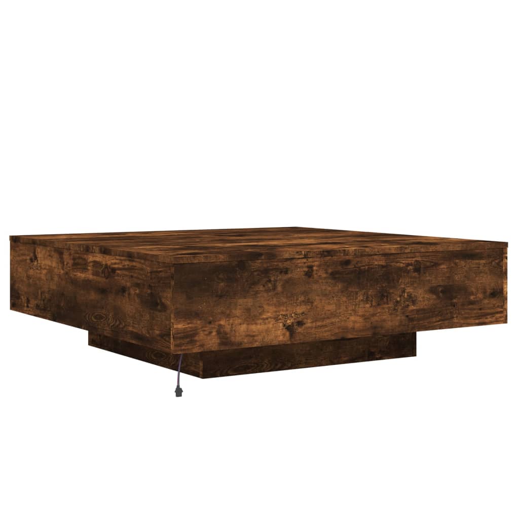 Table basse avec lumières LED chêne fumé 100x100x31 cm Tables basses vidaXL   