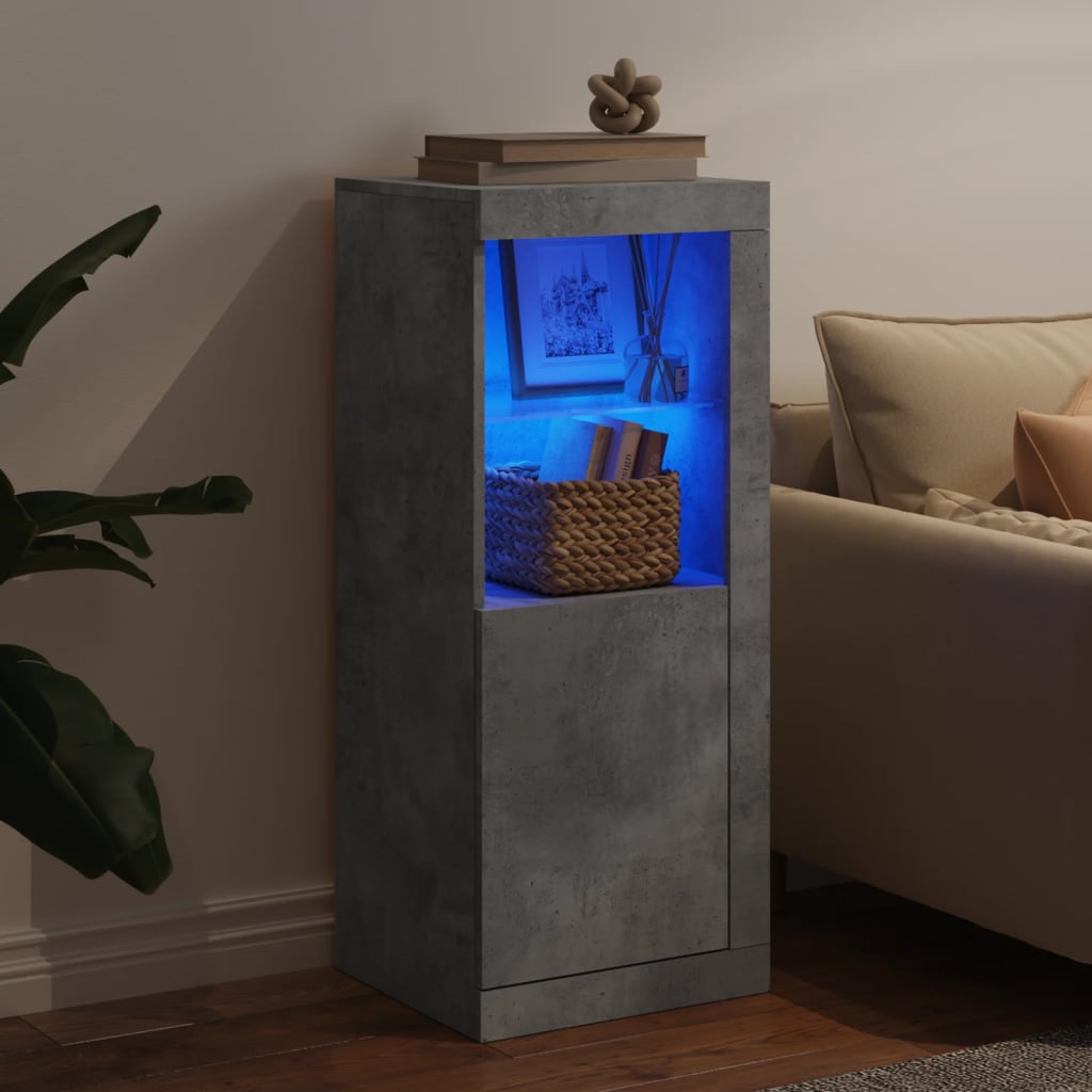 Buffet avec lumières LED gris béton 41x37x100 cm - Xios Store SNC