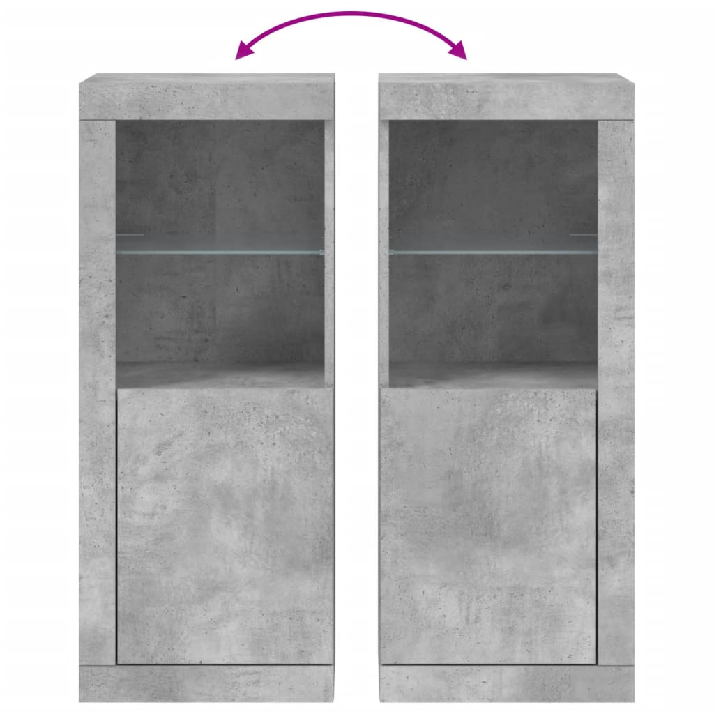 Buffet avec lumières LED gris béton 41x37x100 cm - Xios Store SNC