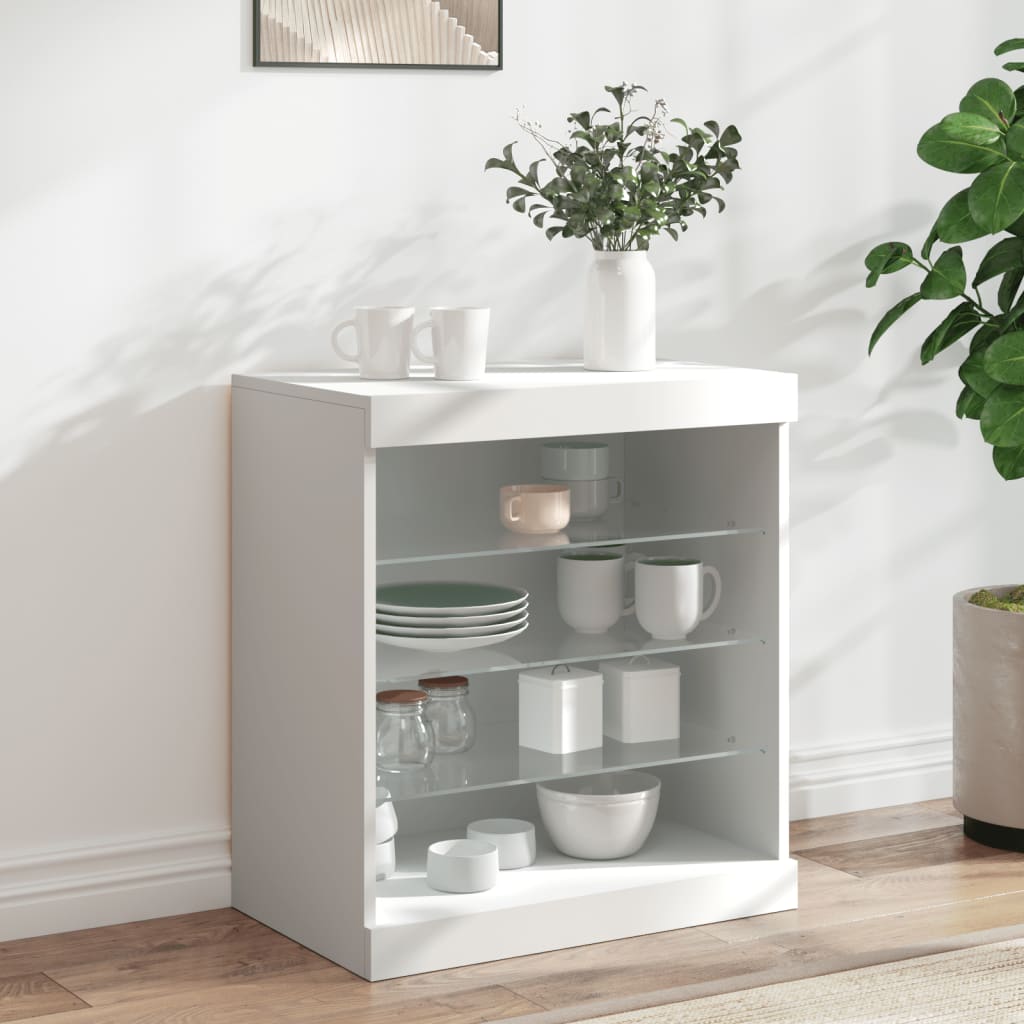 Buffet avec lumières LED blanc 60,5x37x67 cm - Xios Store SNC