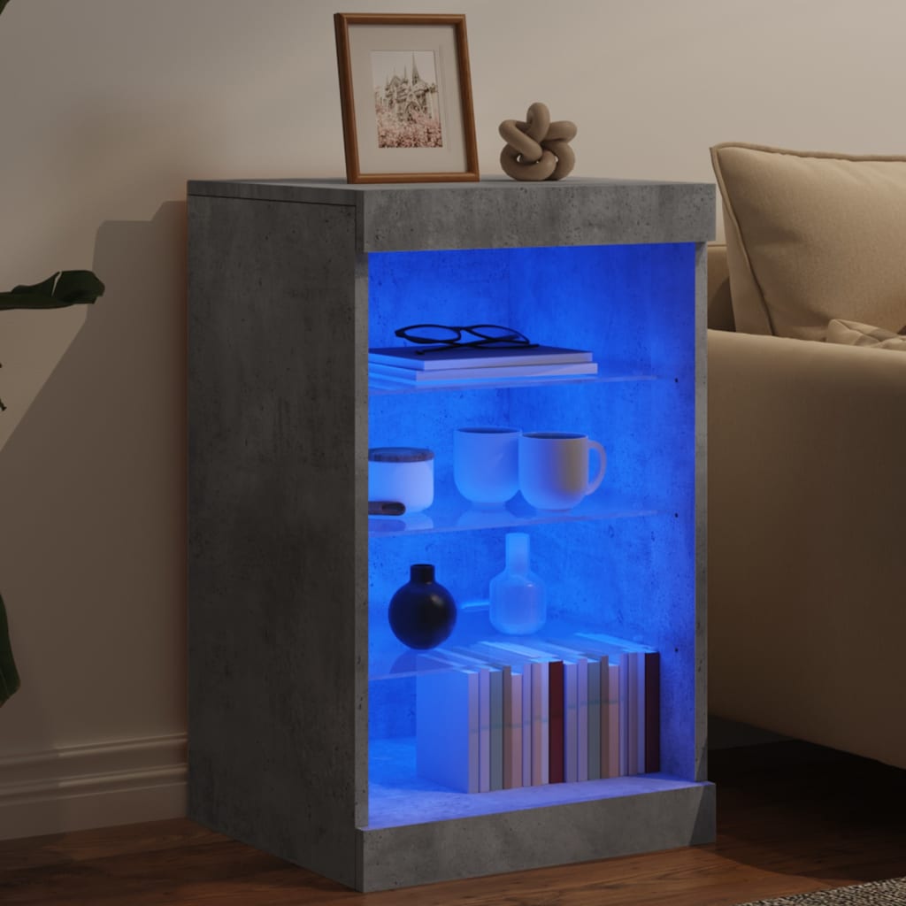 Buffet avec lumières LED gris béton 41x37x67 cm - Xios Store SNC