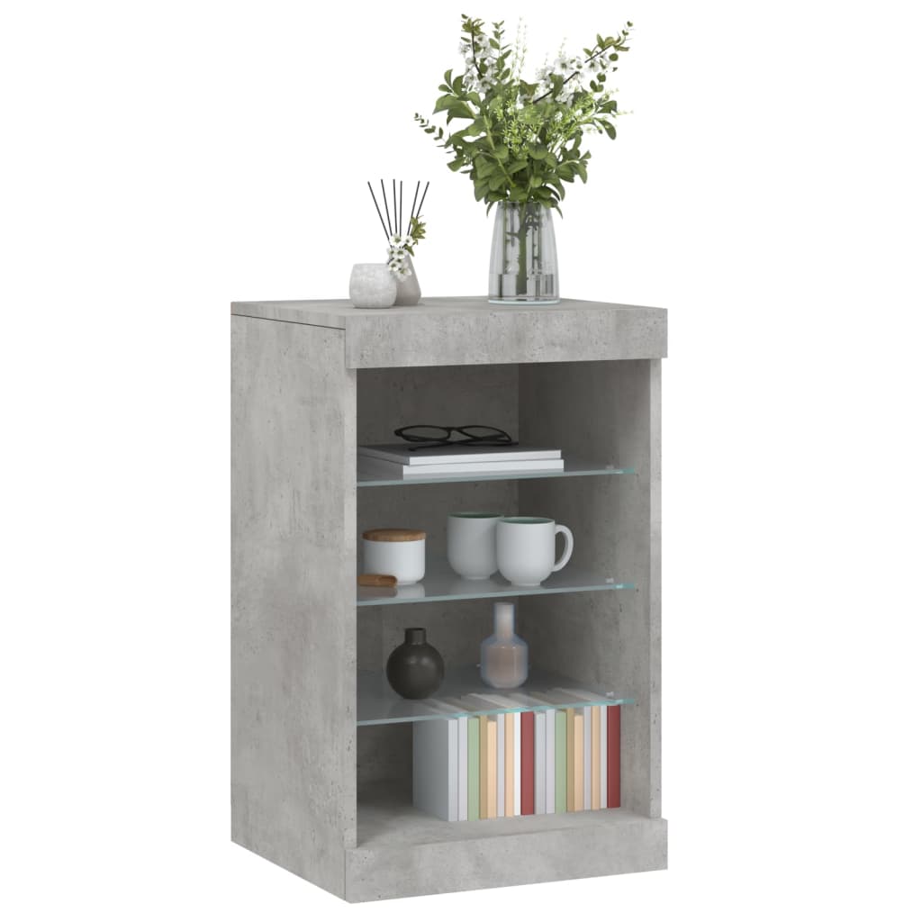 Buffet avec lumières LED gris béton 41x37x67 cm - Xios Store SNC