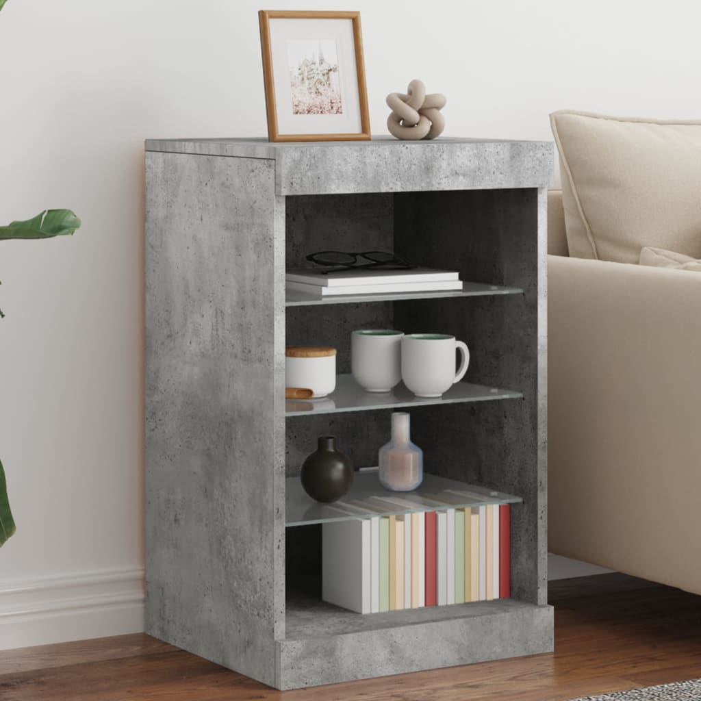 Buffet avec lumières LED gris béton 41x37x67 cm - Xios Store SNC