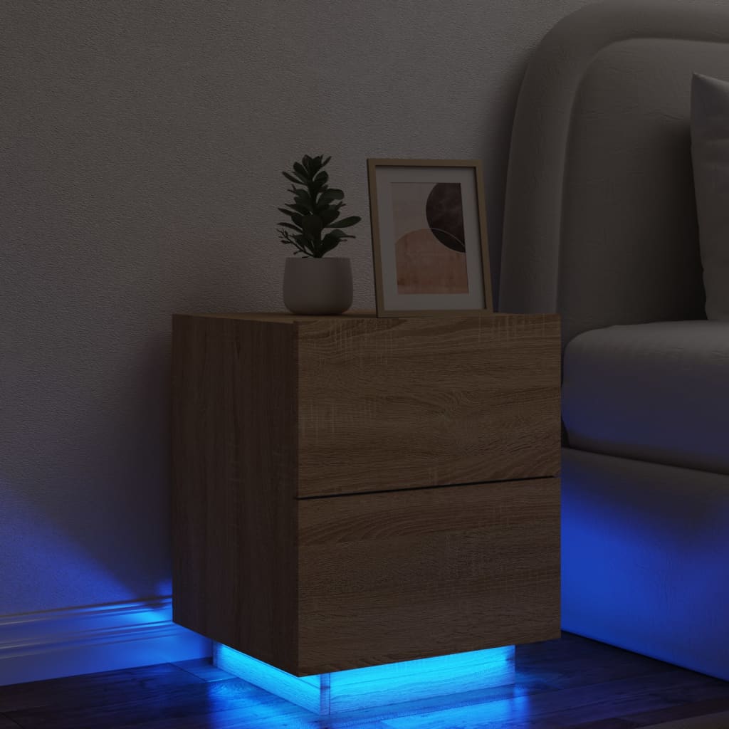 Armoire de chevet avec lumières LED chêne sonoma Tables de chevet vidaXL   