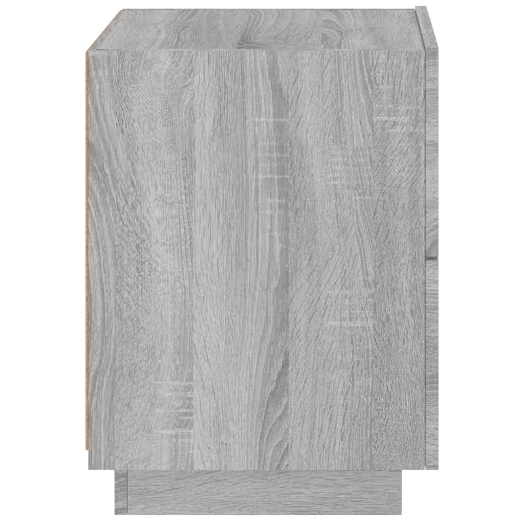 Armoire de chevet et lumières LED sonoma gris bois d'ingénierie Tables de chevet vidaXL   