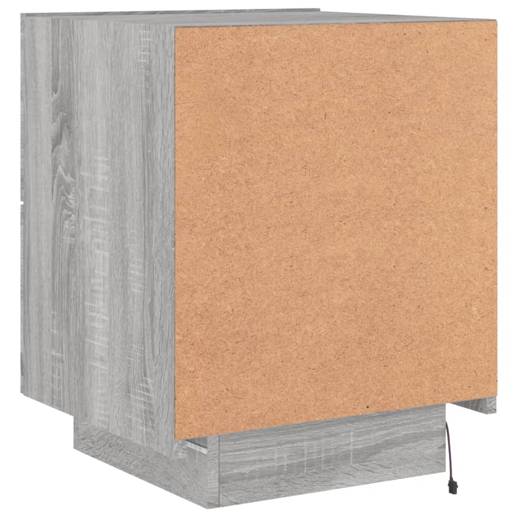 Armoire de chevet et lumières LED sonoma gris bois d'ingénierie Tables de chevet vidaXL   