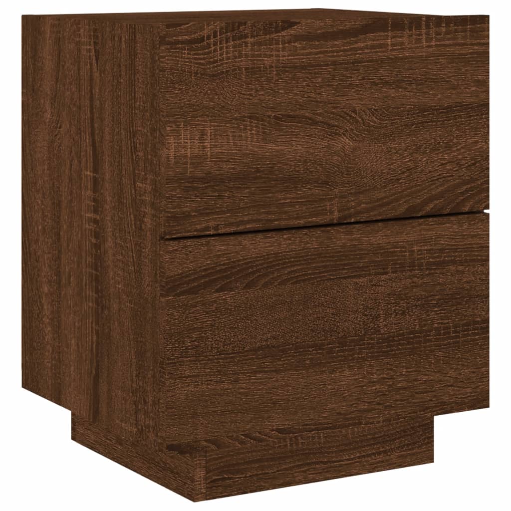 Armoire de chevet et lumières LED chêne marron bois ingénierie Tables de chevet vidaXL   