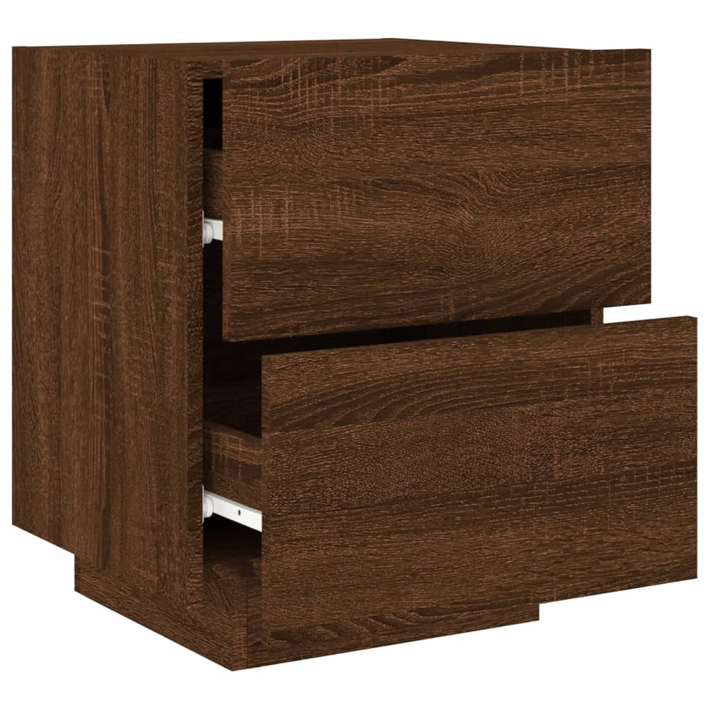 Armoire de chevet et lumières LED chêne marron bois ingénierie Tables de chevet vidaXL   