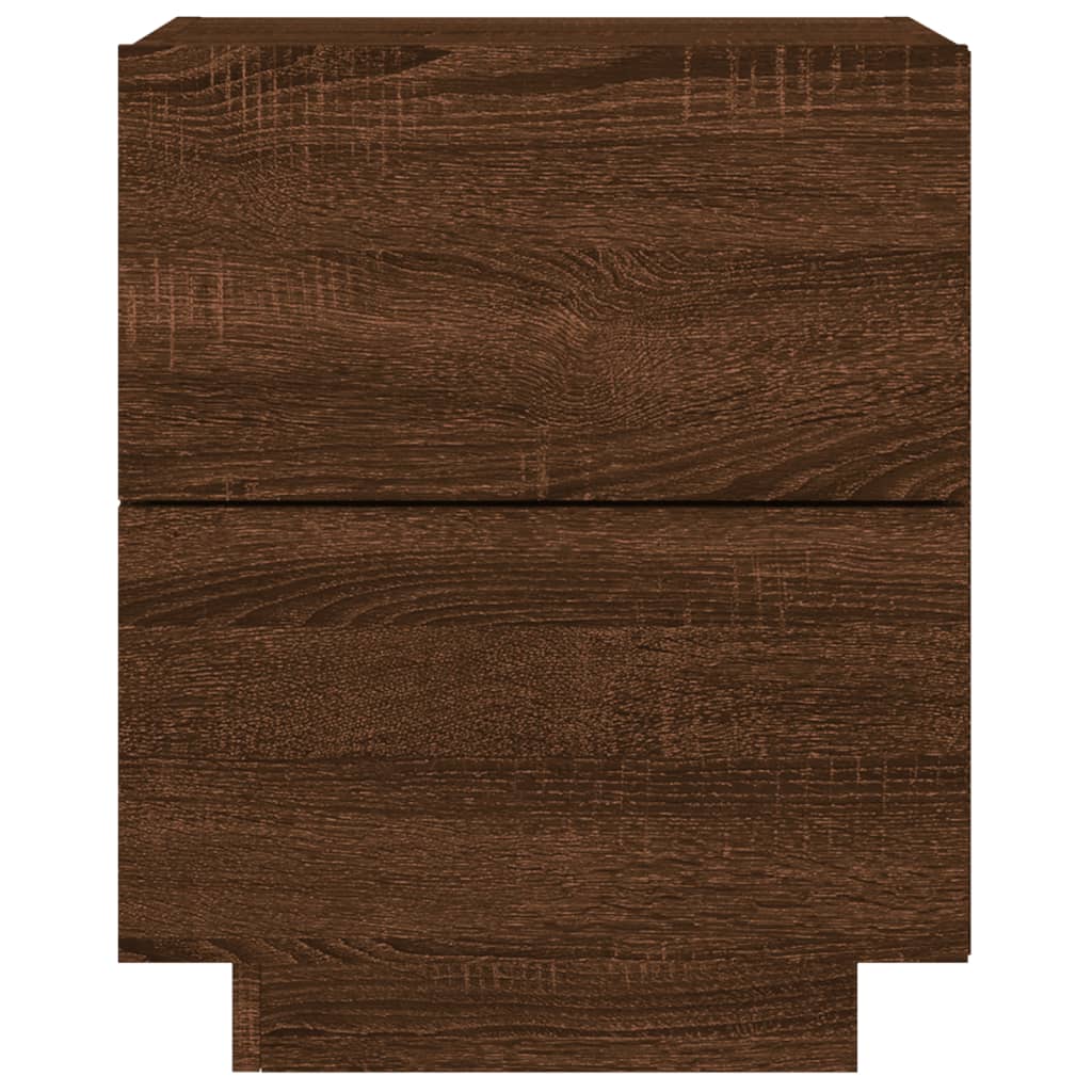 Armoire de chevet et lumières LED chêne marron bois ingénierie Tables de chevet vidaXL   