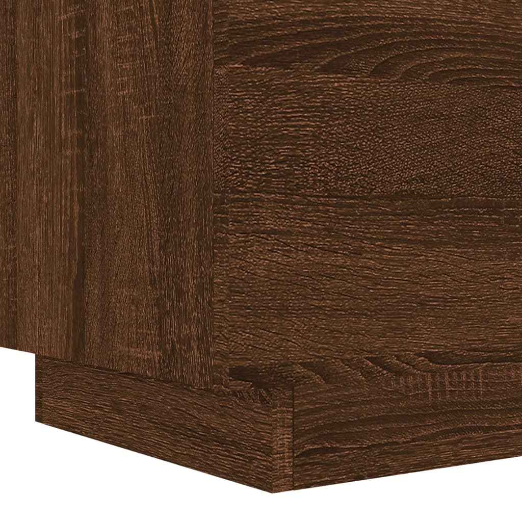 Armoire de chevet et lumières LED chêne marron bois ingénierie Tables de chevet vidaXL   