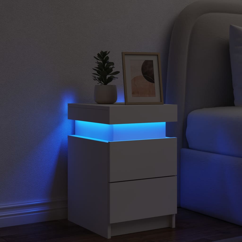 Table de chevet avec lumières LED blanc 35x39x55 cm Tables de chevet vidaXL