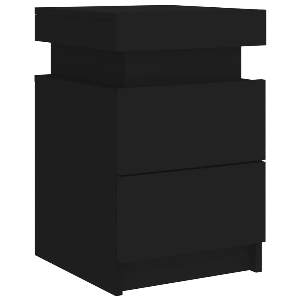 Tables de chevet avec lumières LED 2 pcs noir 35x39x55 cm Tables de chevet vidaXL   