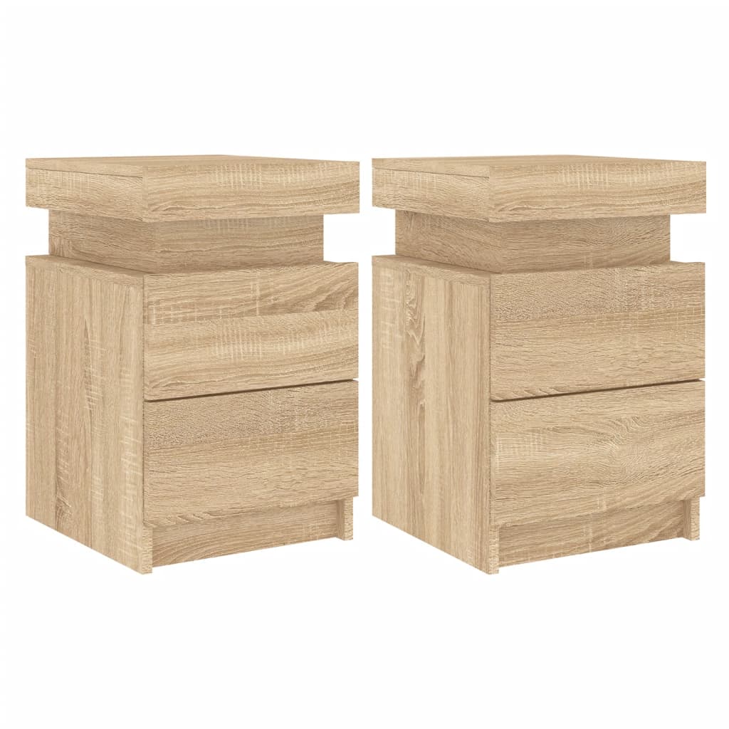 Tables de chevet et lumières LED 2 pcs chêne sonoma 35x39x55 cm Tables de chevet vidaXL   