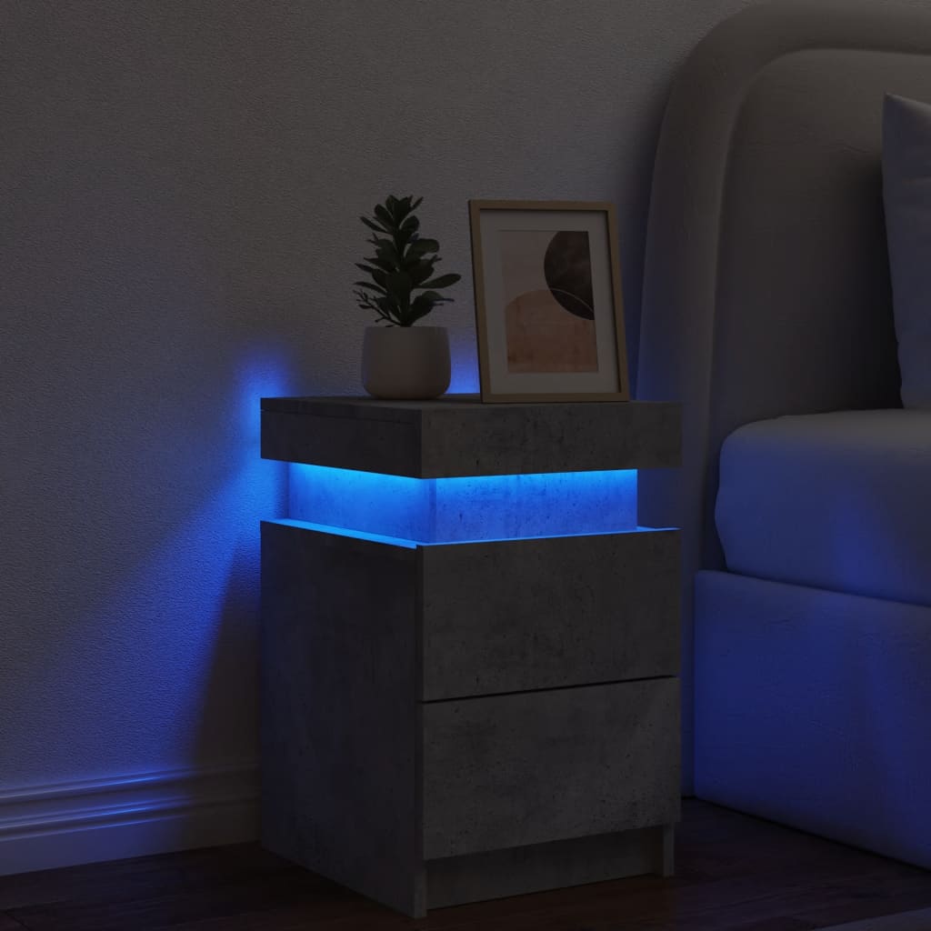 Table de chevet avec lumières LED gris béton 35x39x55 cm Tables de chevet vidaXL