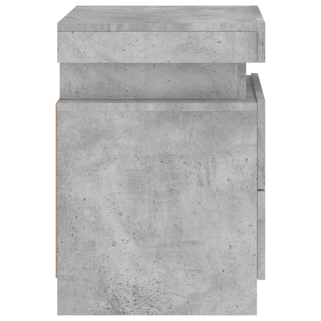 Tables de chevet avec lumières LED 2 pcs gris béton 35x39x55 cm Tables de chevet vidaXL   