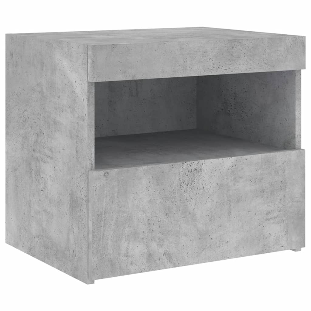 Table de chevet avec lumières LED gris béton 50x40x45 cm Tables de chevet vidaXL   