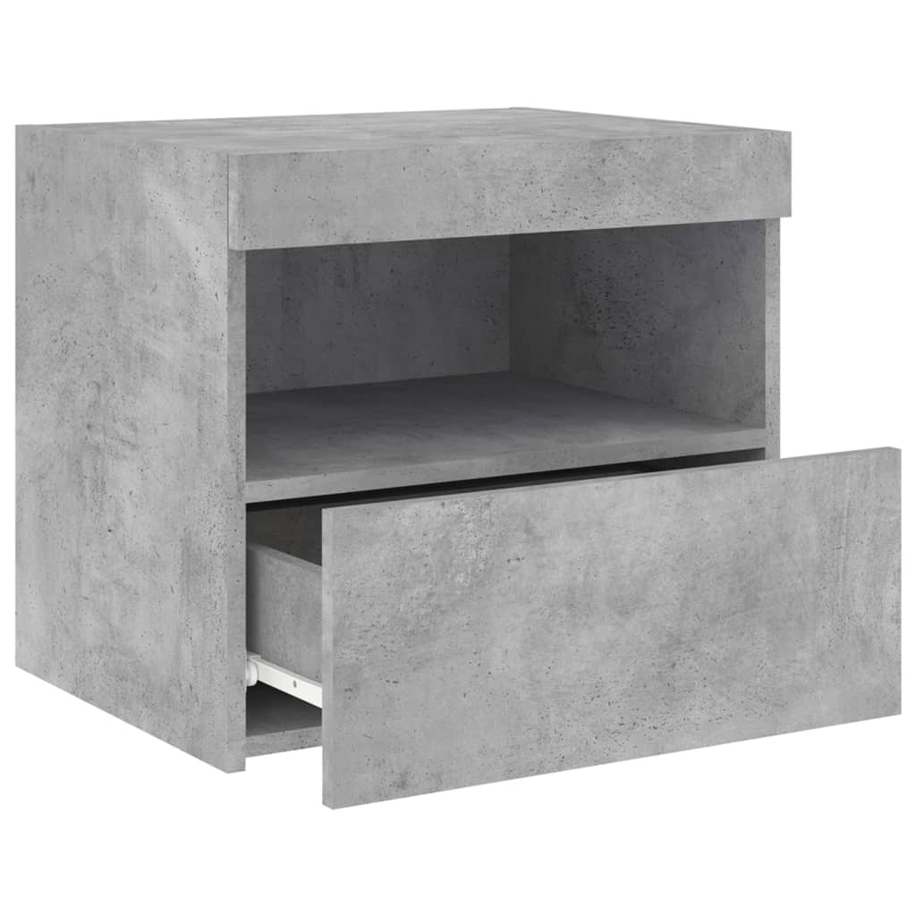 Table de chevet avec lumières LED gris béton 50x40x45 cm Tables de chevet vidaXL   