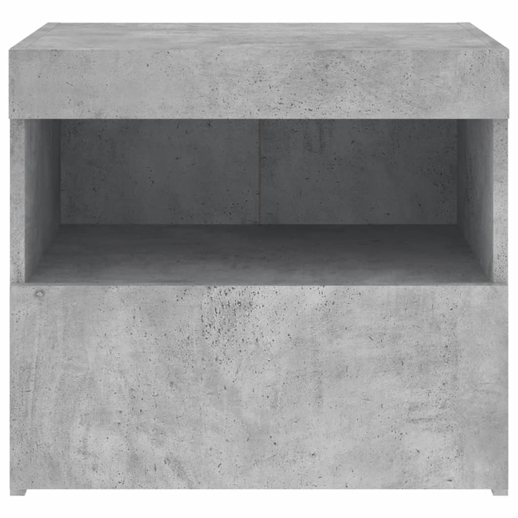 Table de chevet avec lumières LED gris béton 50x40x45 cm Tables de chevet vidaXL   