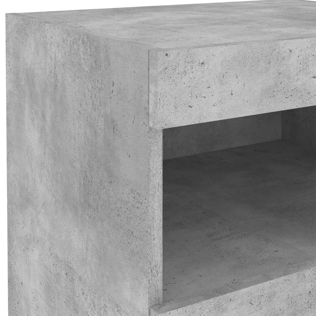 Table de chevet avec lumières LED gris béton 50x40x45 cm Tables de chevet vidaXL   