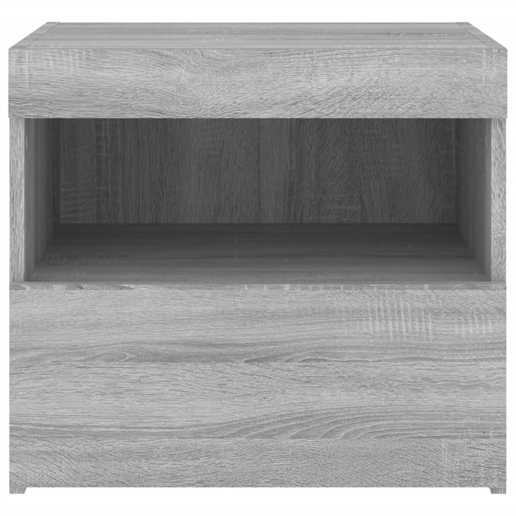 Tables de chevet avec lumières LED 2 pcs sonoma gris 50x40x45cm Tables de chevet vidaXL   