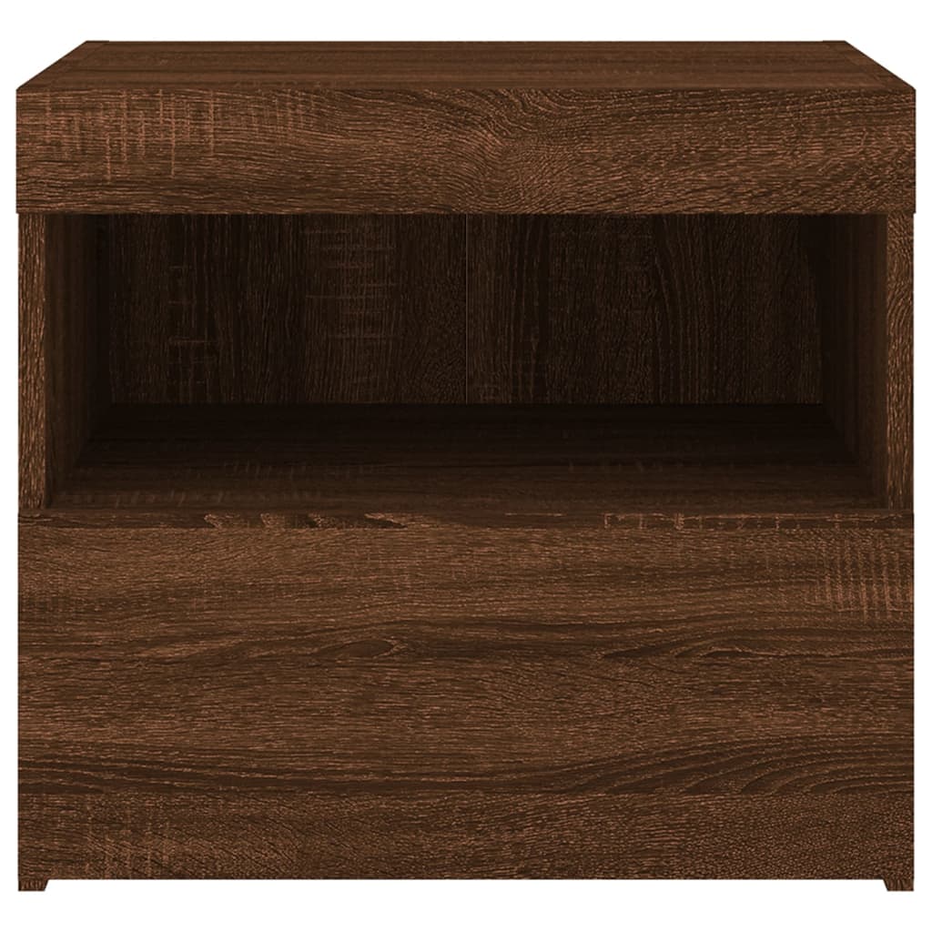 Table de chevet avec lumières LED chêne marron 50x40x45 cm Tables de chevet vidaXL   