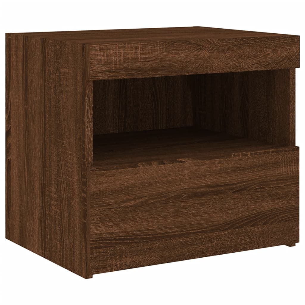 Tables de chevet et lumières LED 2 pcs chêne marron 50x40x45 cm Tables de chevet vidaXL   