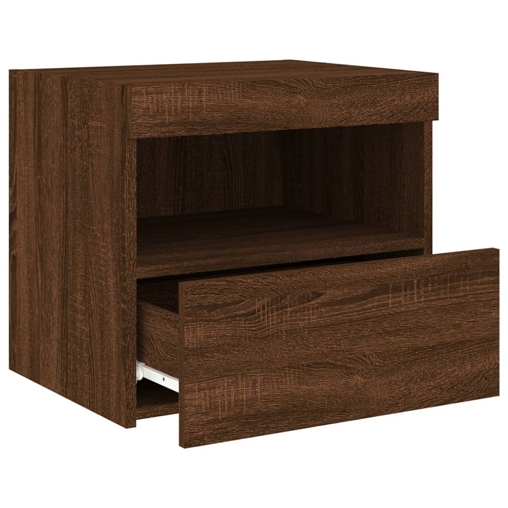 Tables de chevet et lumières LED 2 pcs chêne marron 50x40x45 cm Tables de chevet vidaXL   