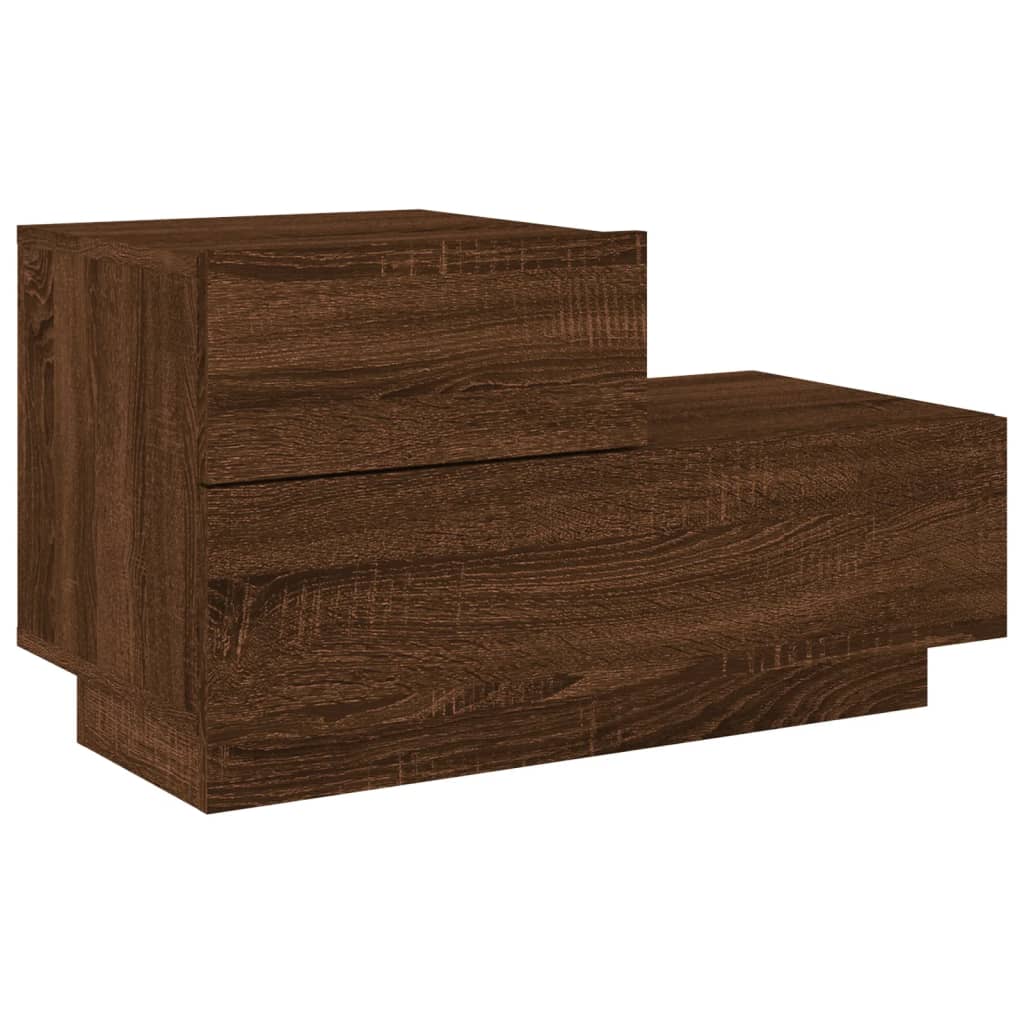 Table de chevet avec lumières LED chêne marron 70x36x40,5 cm Tables de chevet vidaXL   