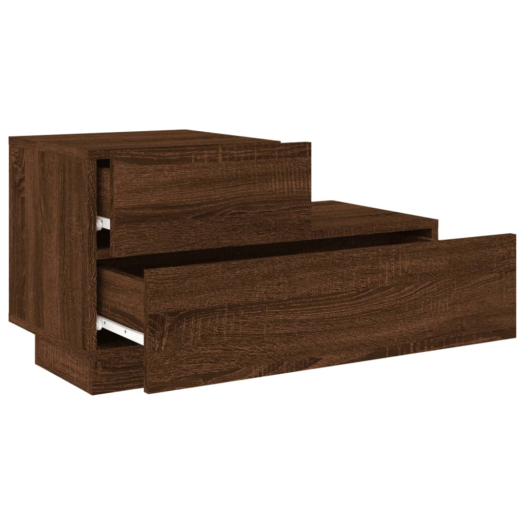 Table de chevet avec lumières LED chêne marron 70x36x40,5 cm Tables de chevet vidaXL   