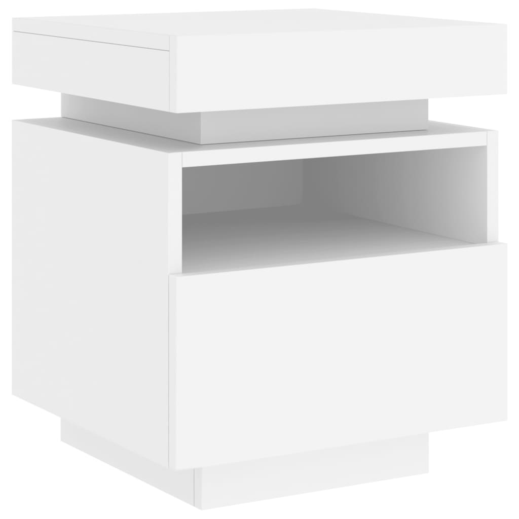 Armoire de chevet avec lumières LED blanc 40x39x48,5 cm Tables de chevet vidaXL   