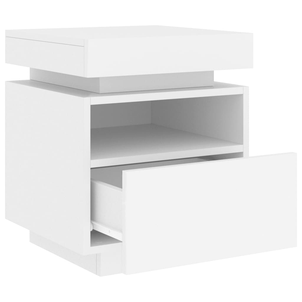 Armoire de chevet avec lumières LED blanc 40x39x48,5 cm Tables de chevet vidaXL   