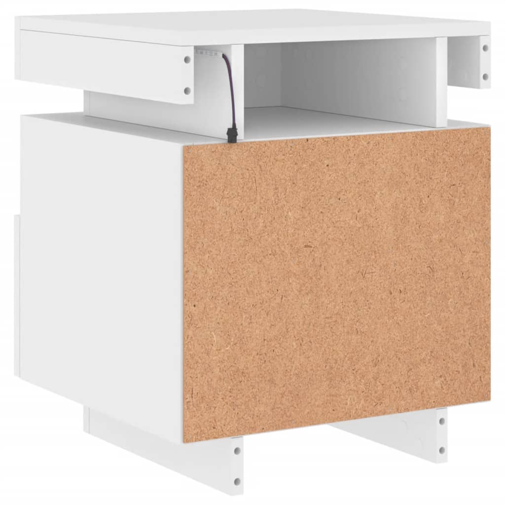 Armoire de chevet avec lumières LED blanc 40x39x48,5 cm Tables de chevet vidaXL   