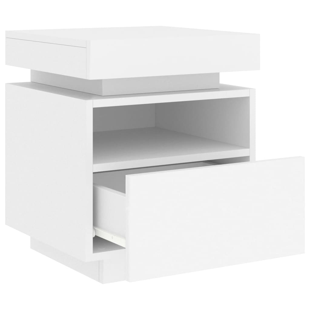 Armoires de chevet avec lumières LED 2 pcs blanc 40x39x48,5 cm Tables de chevet vidaXL   