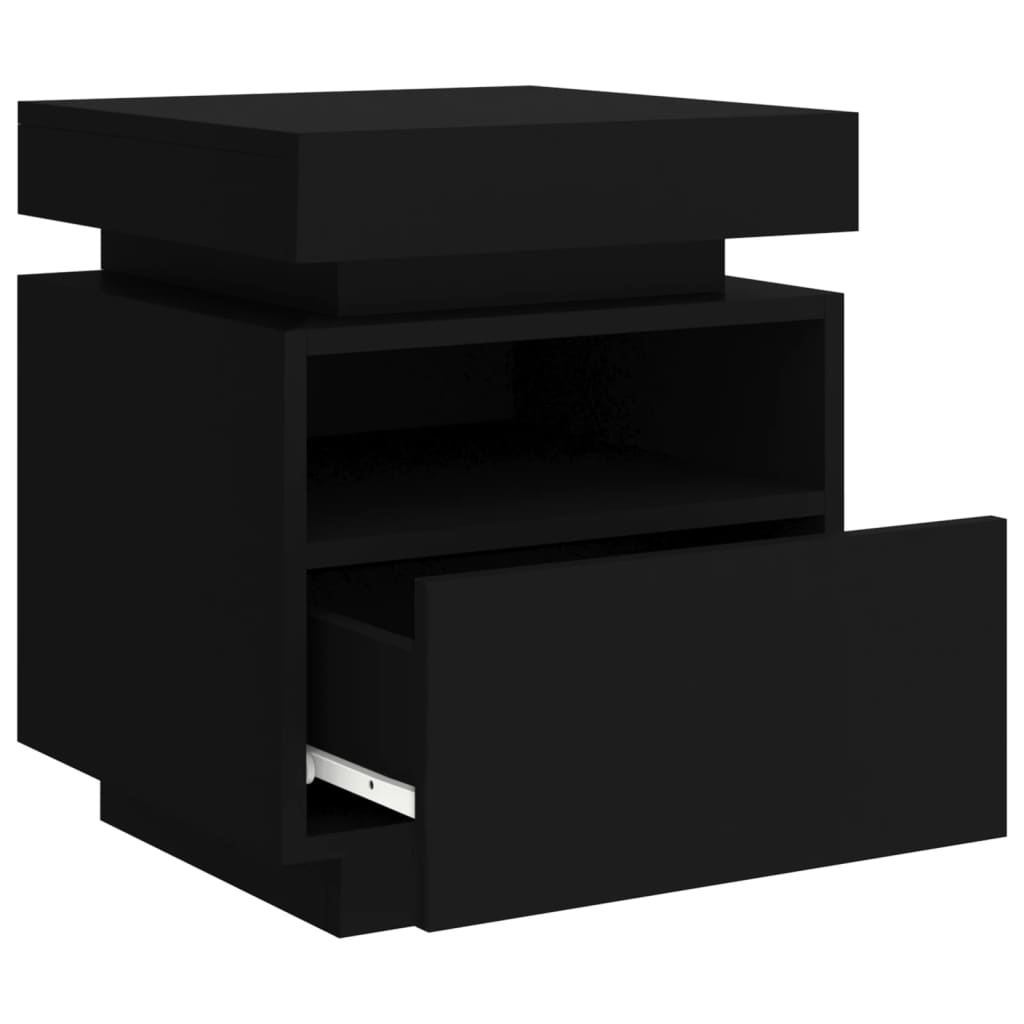 Armoire de chevet avec lumières LED noir 40x39x48,5 cm Tables de chevet vidaXL   